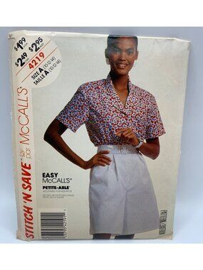 McCall's Misses Shirt Culotte Short Sewing Pattern Size 10 12 14 4219 Uncut 1980